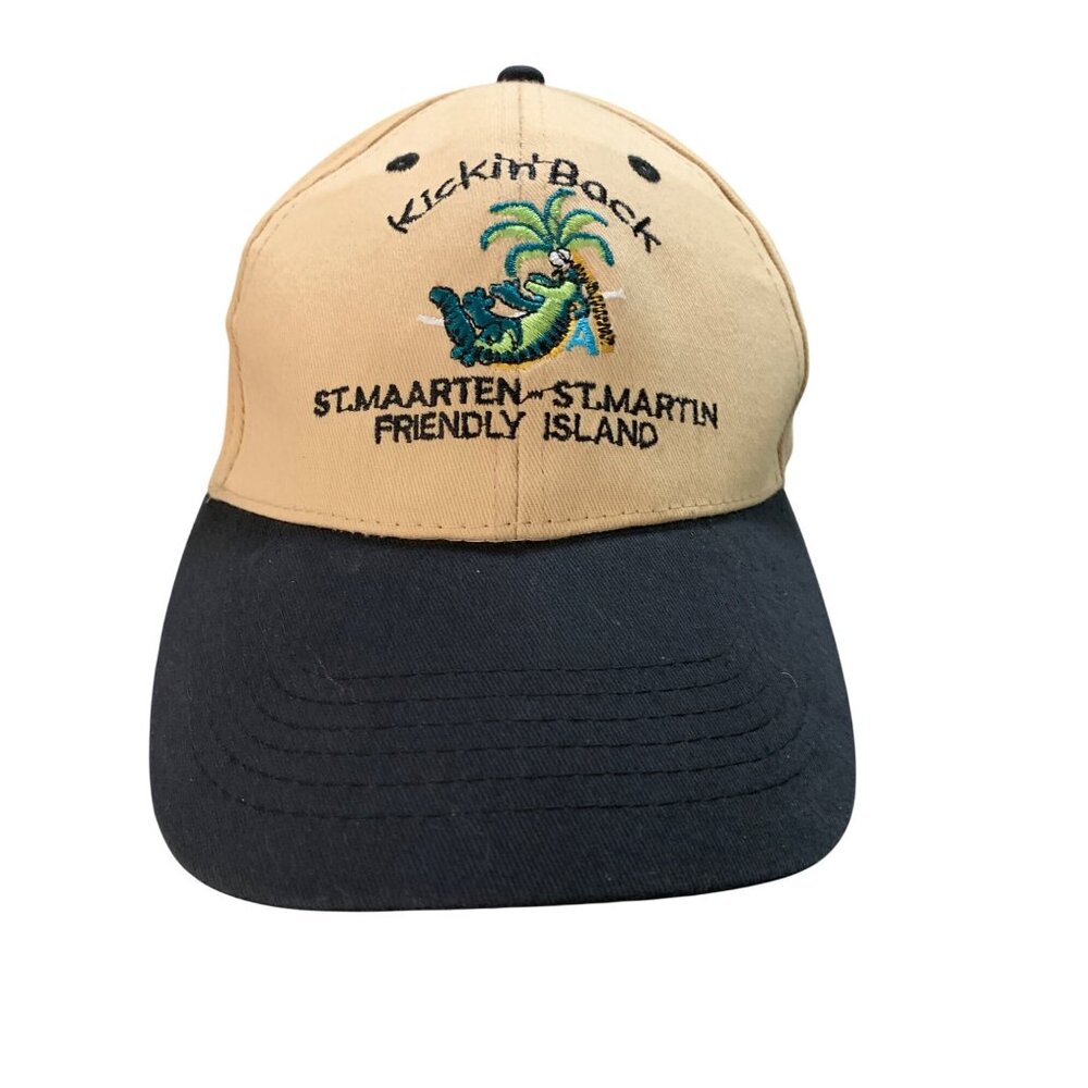 34.  Baseball Cap St Maarten Kickin Back Alligator Palm Tree Embroidered Emblem